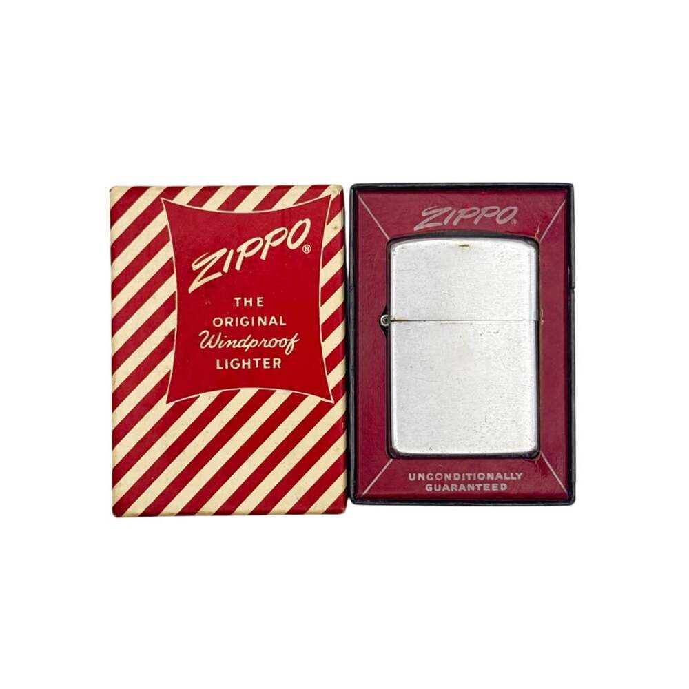 1952 Zippo Plain Brushed Chrome Windproof Pocket Lighter PAT 2032695 with Box
